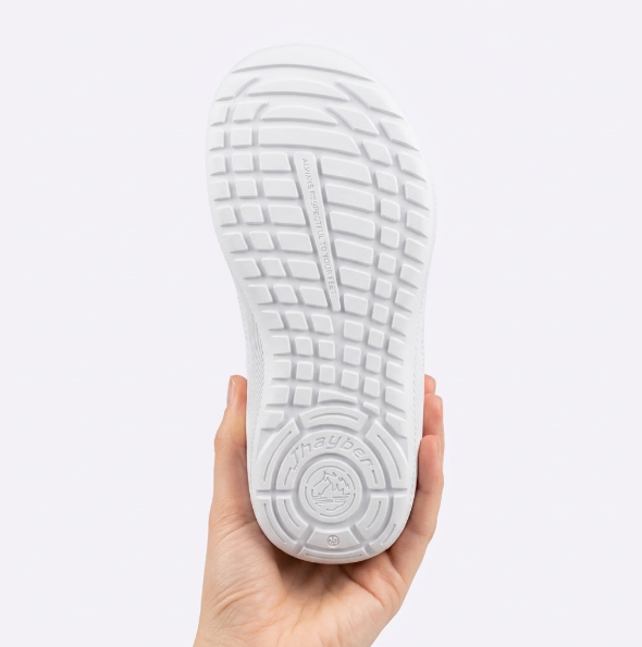 BAREFOOT- Deportivo escolar blanco con cierre de velcro