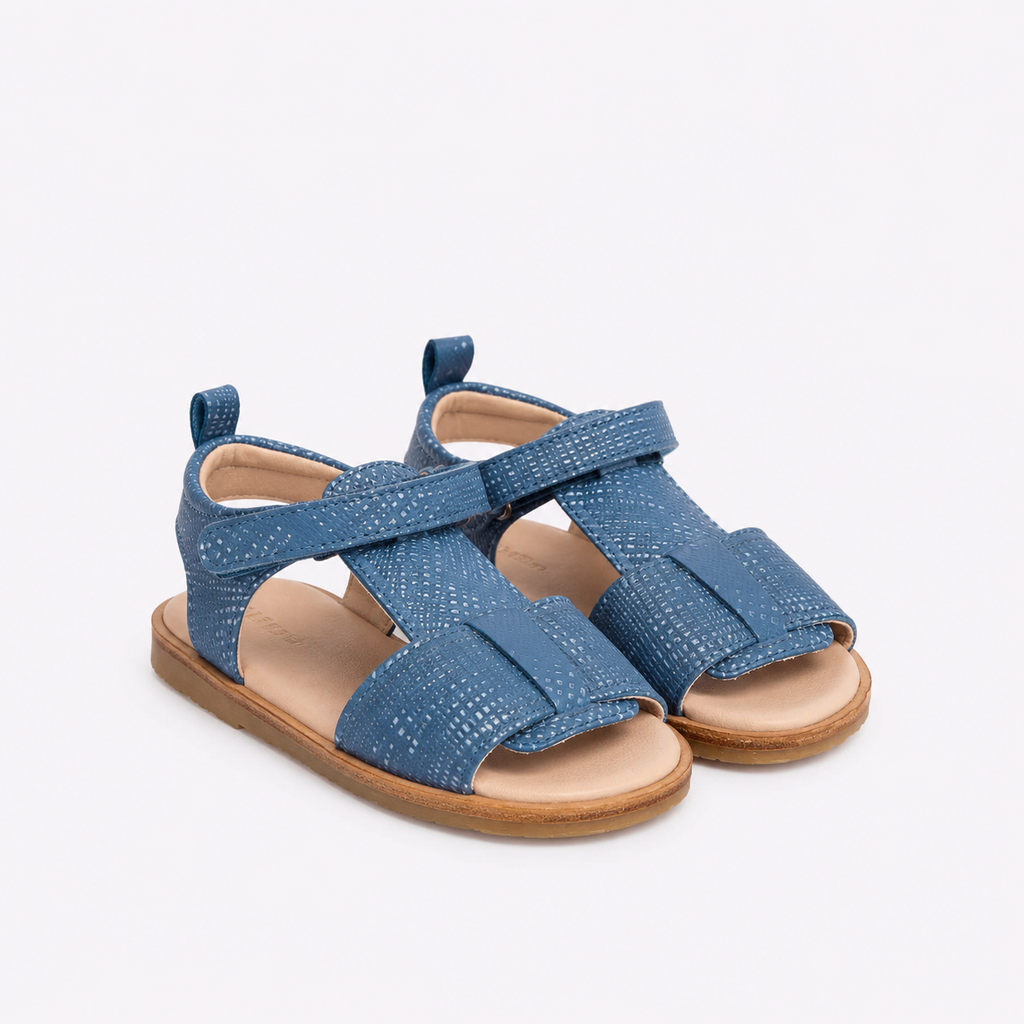 Sandalia de piel azul
