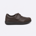 Zapato escolar marrón cierre de velcro de piel unisex