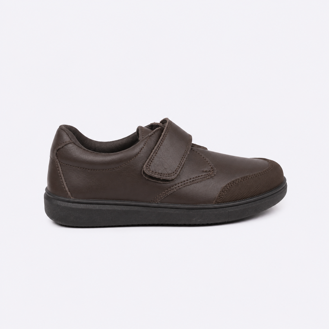 Zapato escolar marrón cierre de velcro de piel unisex