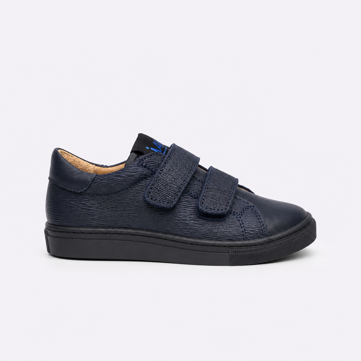 Zapato escolar azul marino cierre doble velcro de piel unisex