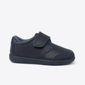 Zapato escolar azul cierre velcro de piel unisex
