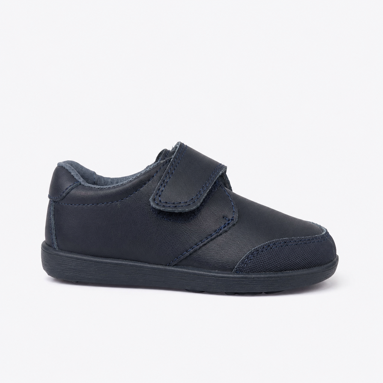 Zapato escolar azul cierre velcro de piel unisex