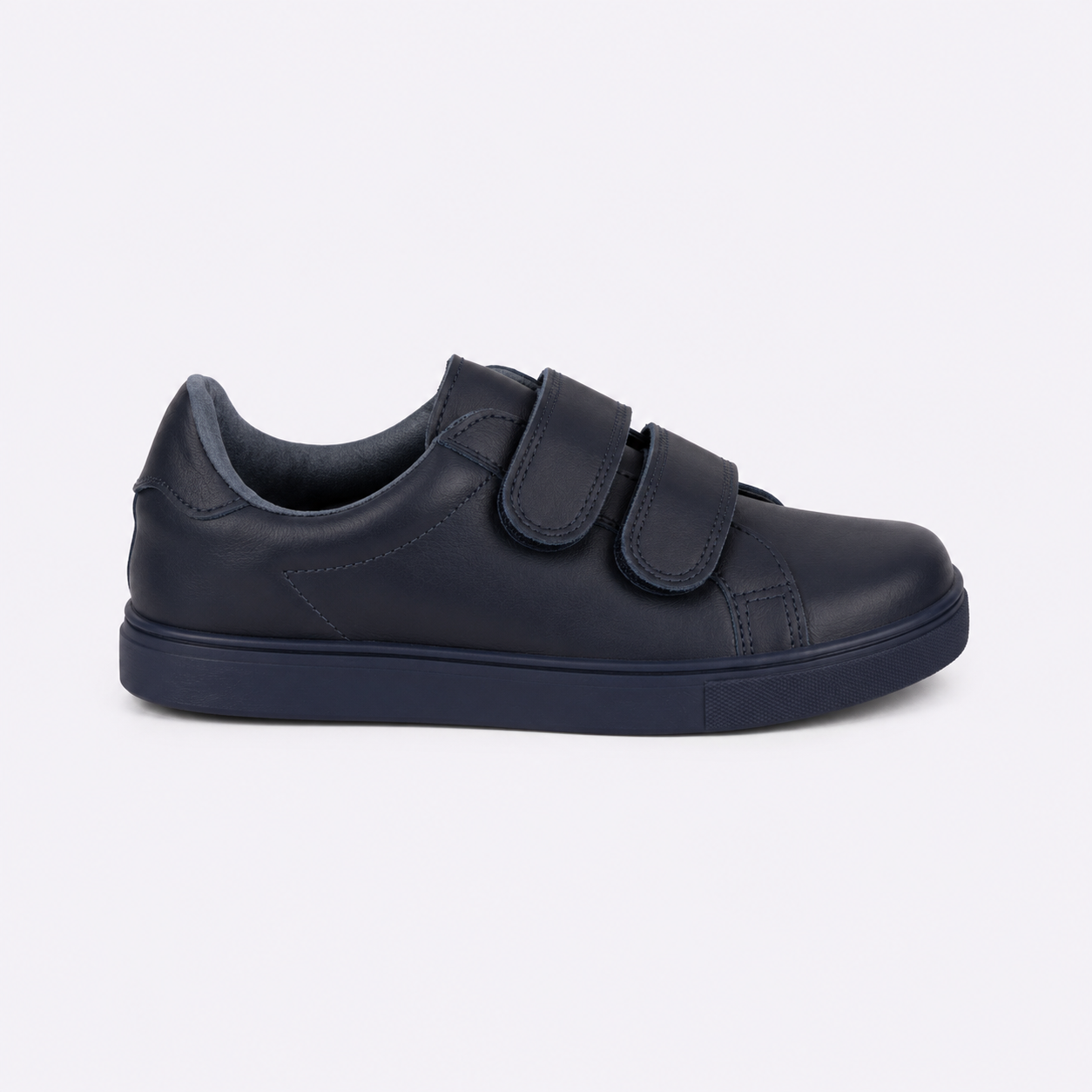 Zapato escolar azul marino cierre doble velcro de piel unisex