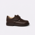 Zapato escolar marrón cierre velcro de piel unisex
