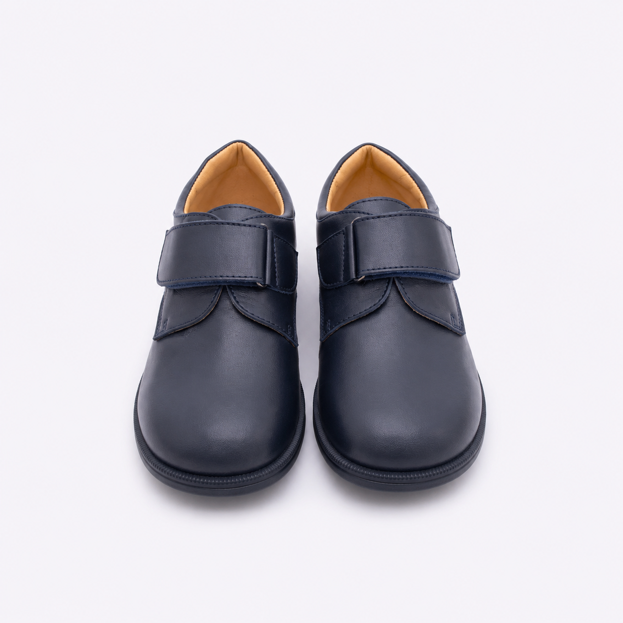 Zapato escolar azul cierre velcro de piel unisex