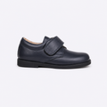 Zapato escolar azul cierre velcro de piel envejecida unisex