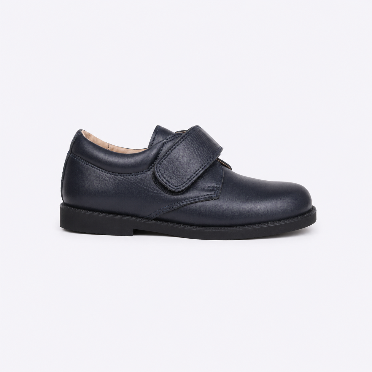Zapato escolar azul cierre velcro de piel envejecida unisex