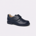 Zapato escolar azul cierre velcro de piel unisex