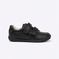 Zapato escolar negro cierre doble velcro de piel unisex