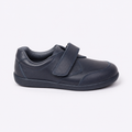 Zapato escolar azul cierre de velcro de piel unisex