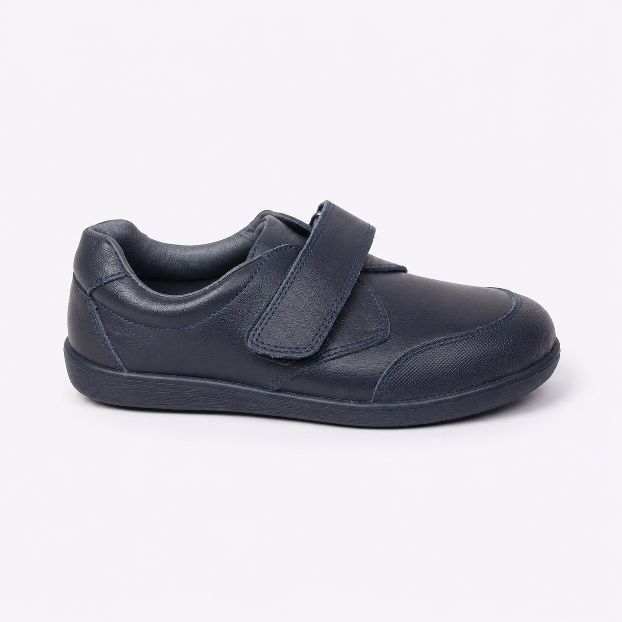 Zapato escolar azul cierre de velcro de piel unisex