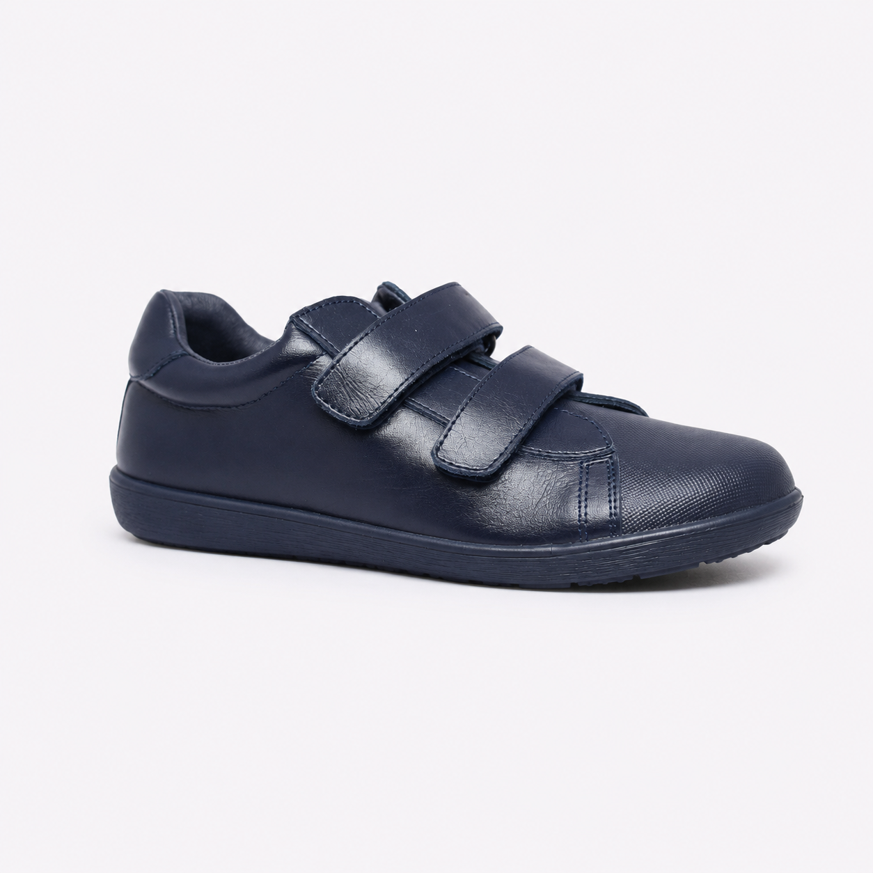 Zapato escolar azul marino cierre doble velcro de piel unisex