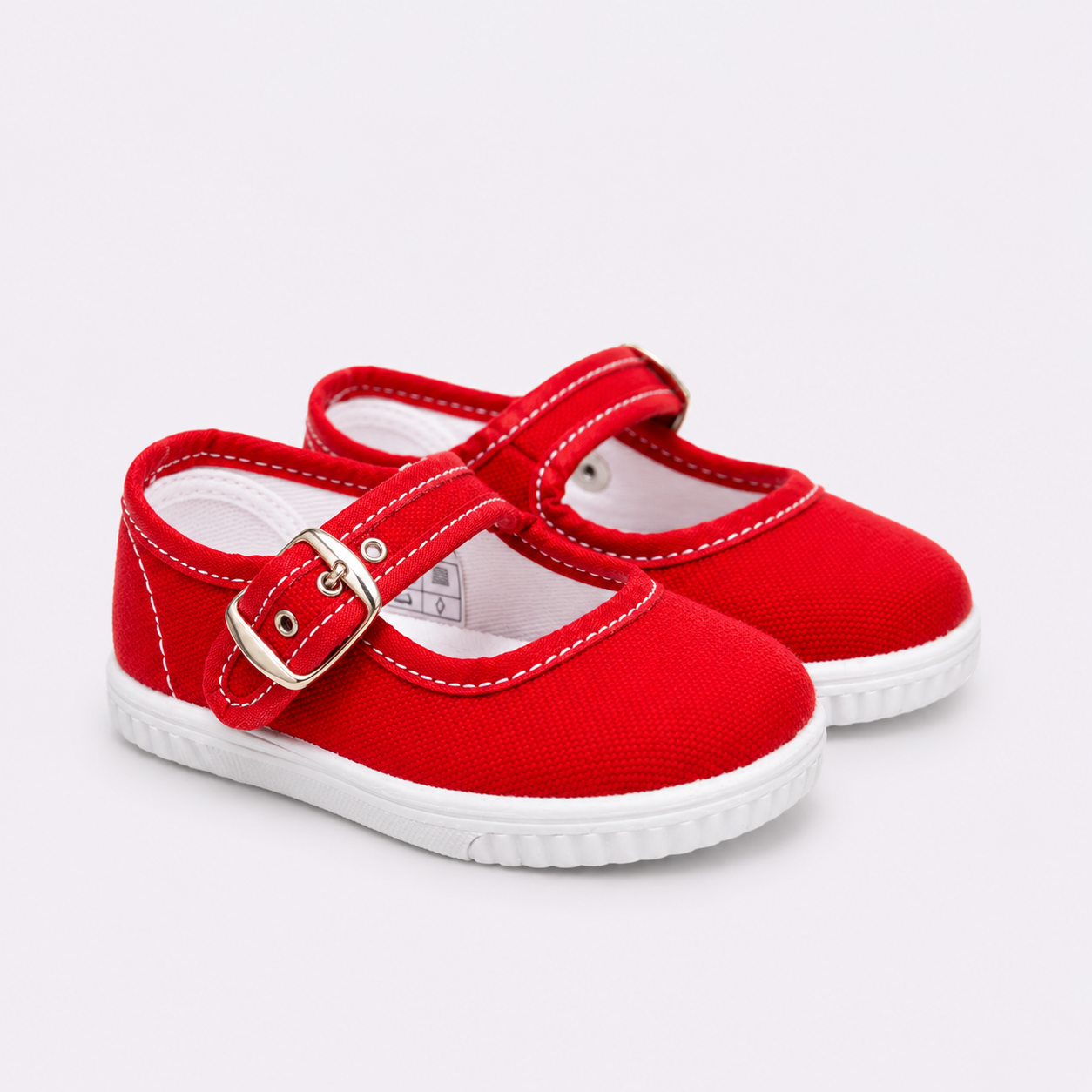 Mercedes de lona rojo con bordado blanco