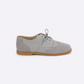 Blucher zapato lino y piel gris claro con bordados