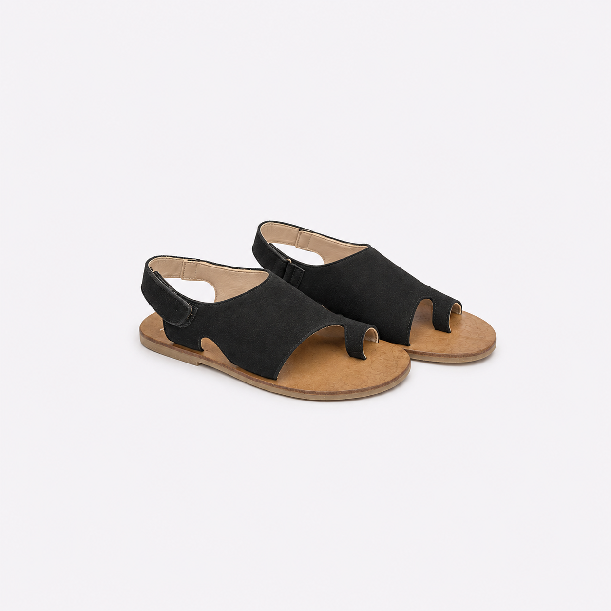 Sandalia de piel negra serraje