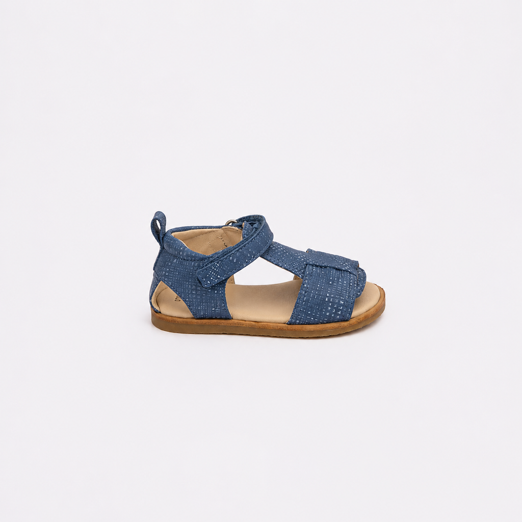 Sandalia de piel azul