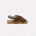 Sandalia de piel marron y azul
