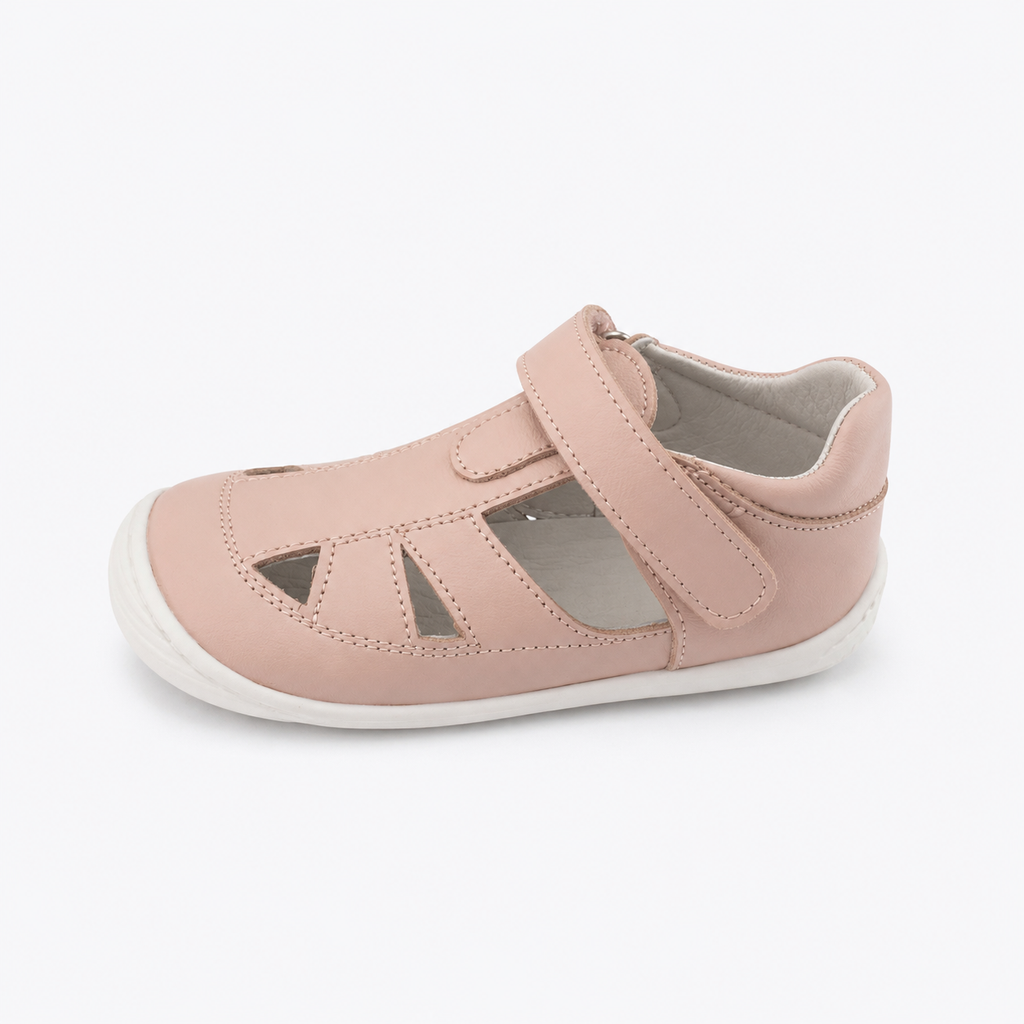 Sandalia cangrejera rosa de piel barefoot