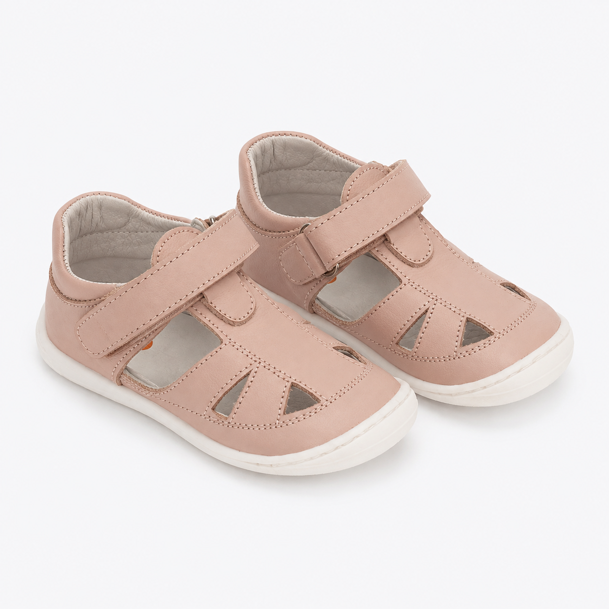 Sandalia cangrejera rosa de piel barefoot