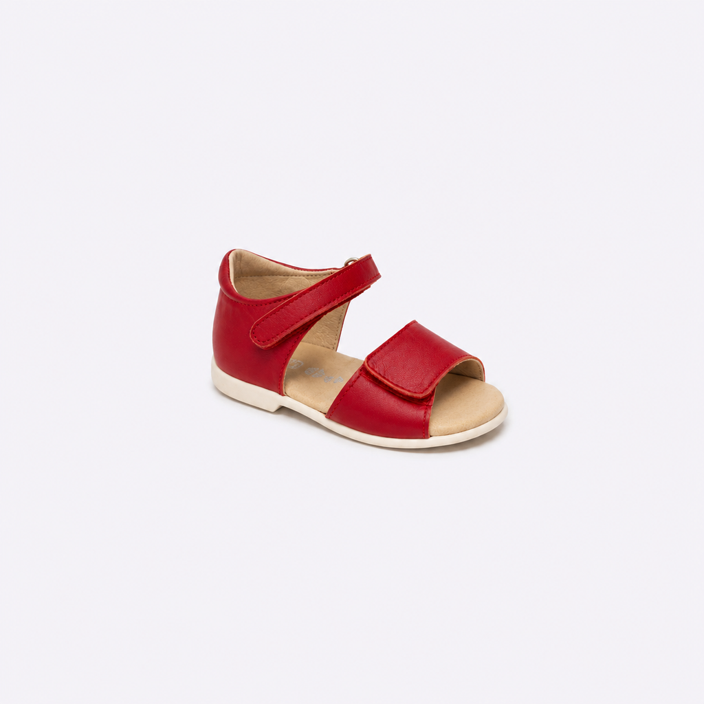 Sandalia roja de piel para bebe