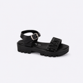 Sandalia de piel negro con plataforma
