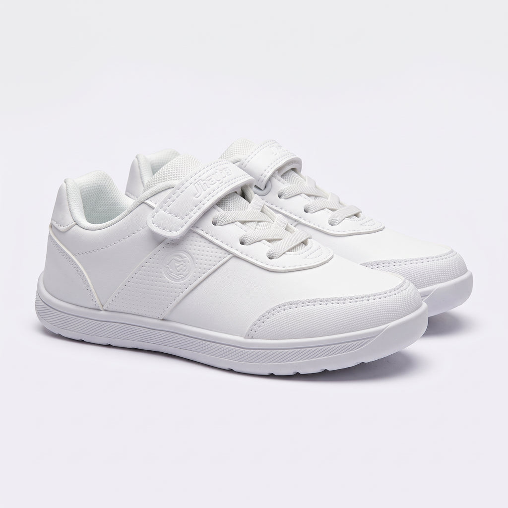 BAREFOOT- Deportivo escolar blanco con cierre de velcro