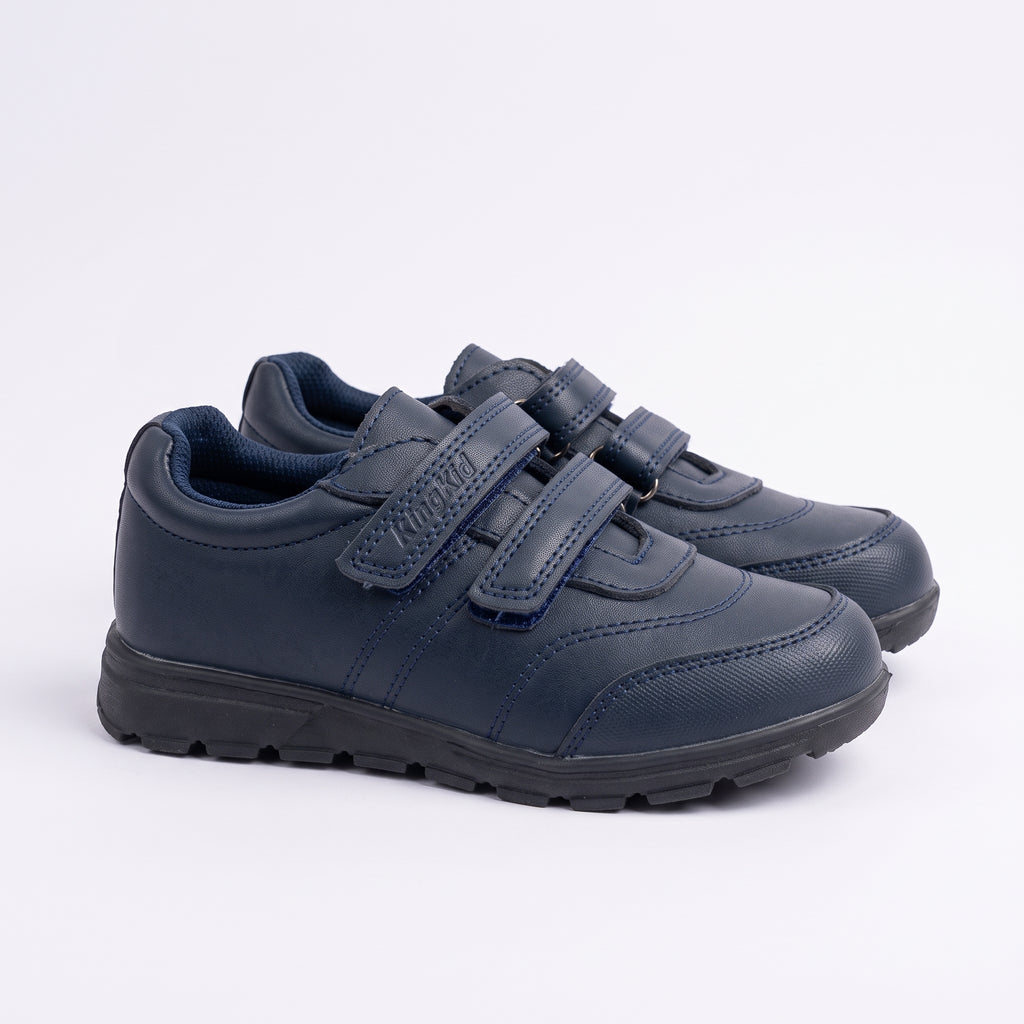 KINGKID - Zapato escolar de doble velcro azul marino