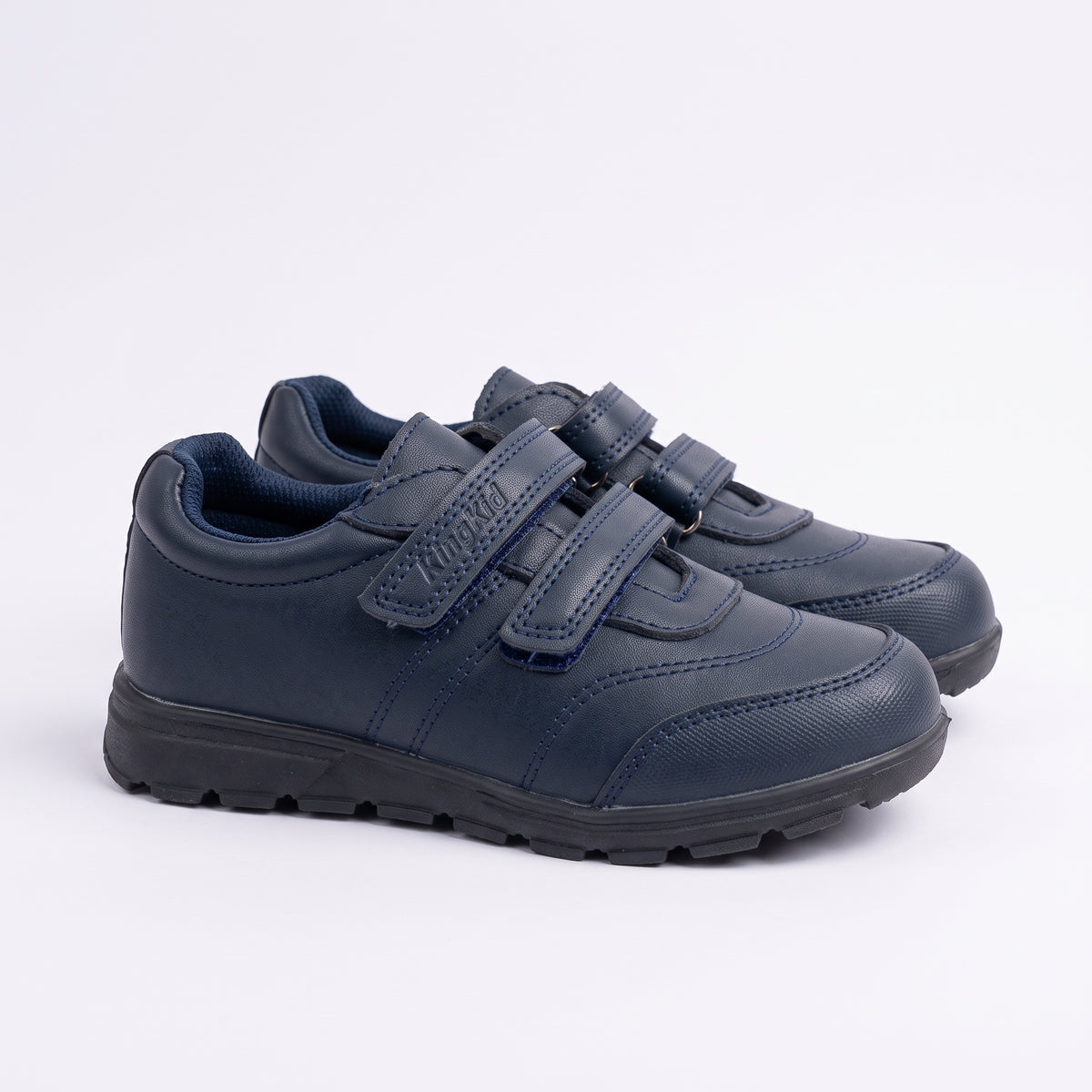 KINGKID - Zapato escolar de doble velcro azul marino