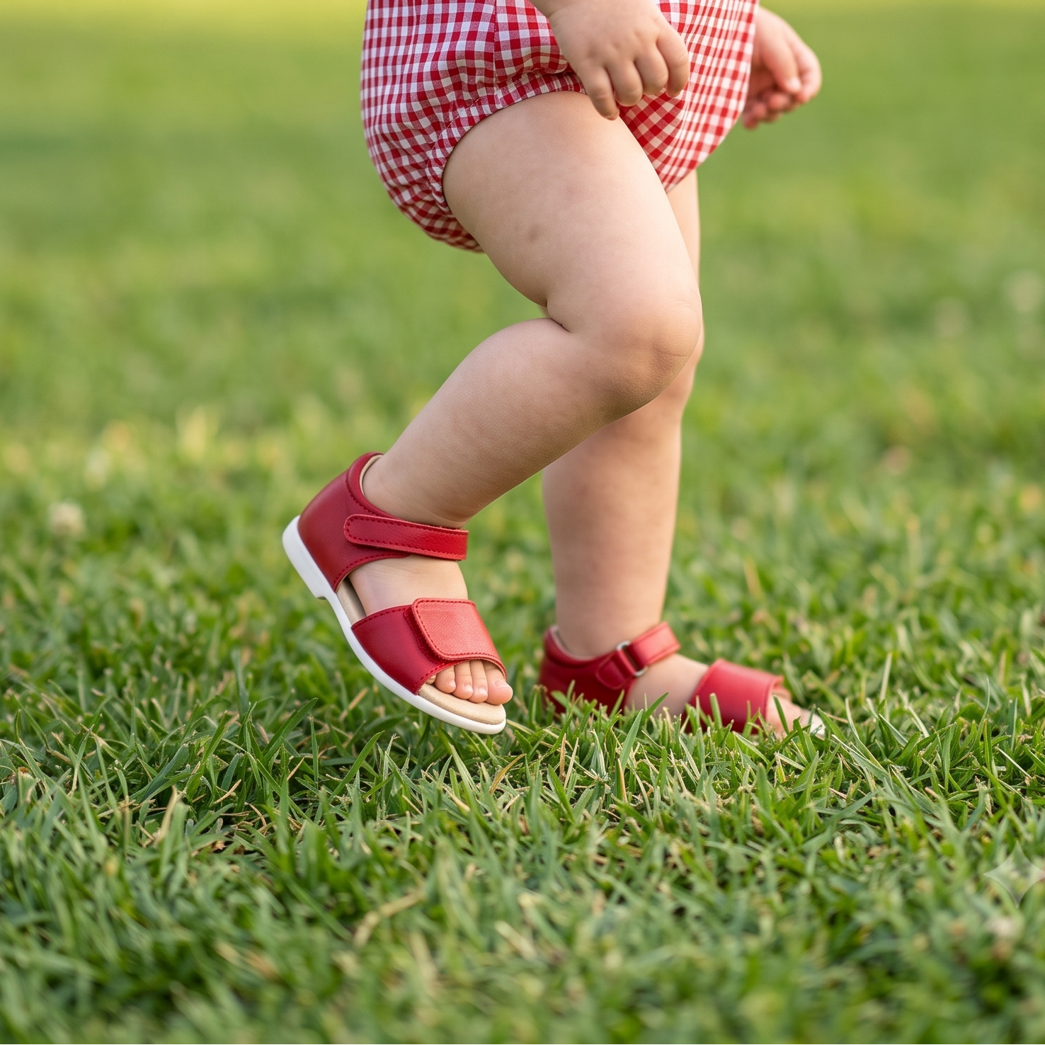 Sandalia roja de piel para bebe