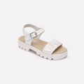 Sandalia de piel blanca con plataforma