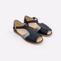 Sandalia de piel azul con purpurina