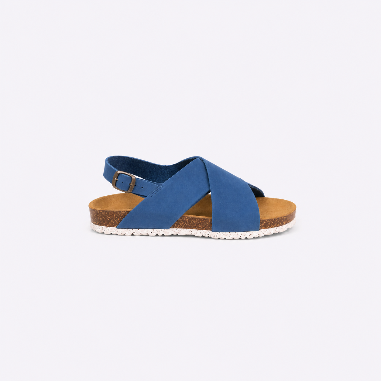 sandalia cruzada bio azul unisex de piel  cierre de hebilla ehcha en españa- tiendas papos