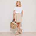 Sandalia de lazo beige de ante