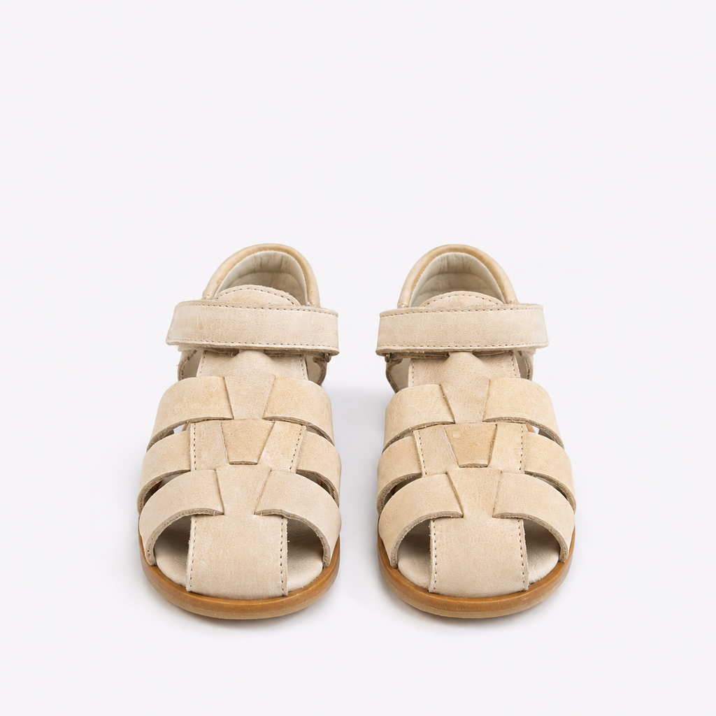 Sandalias cangrejeras beige unisex de piel 