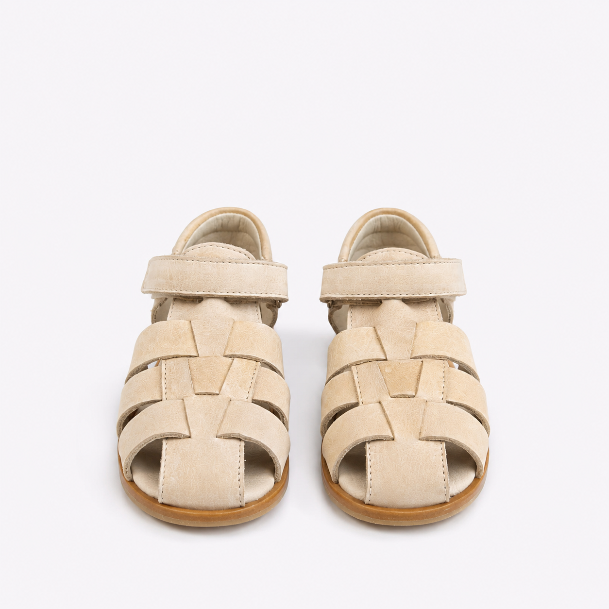 Sandalias cangrejeras beige unisex de piel 