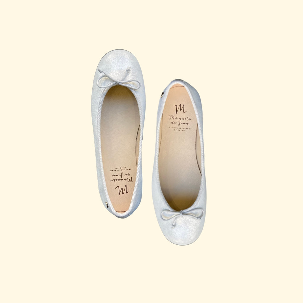 Bailarina o manoletina adaptable plateada - Lyla silver puntini