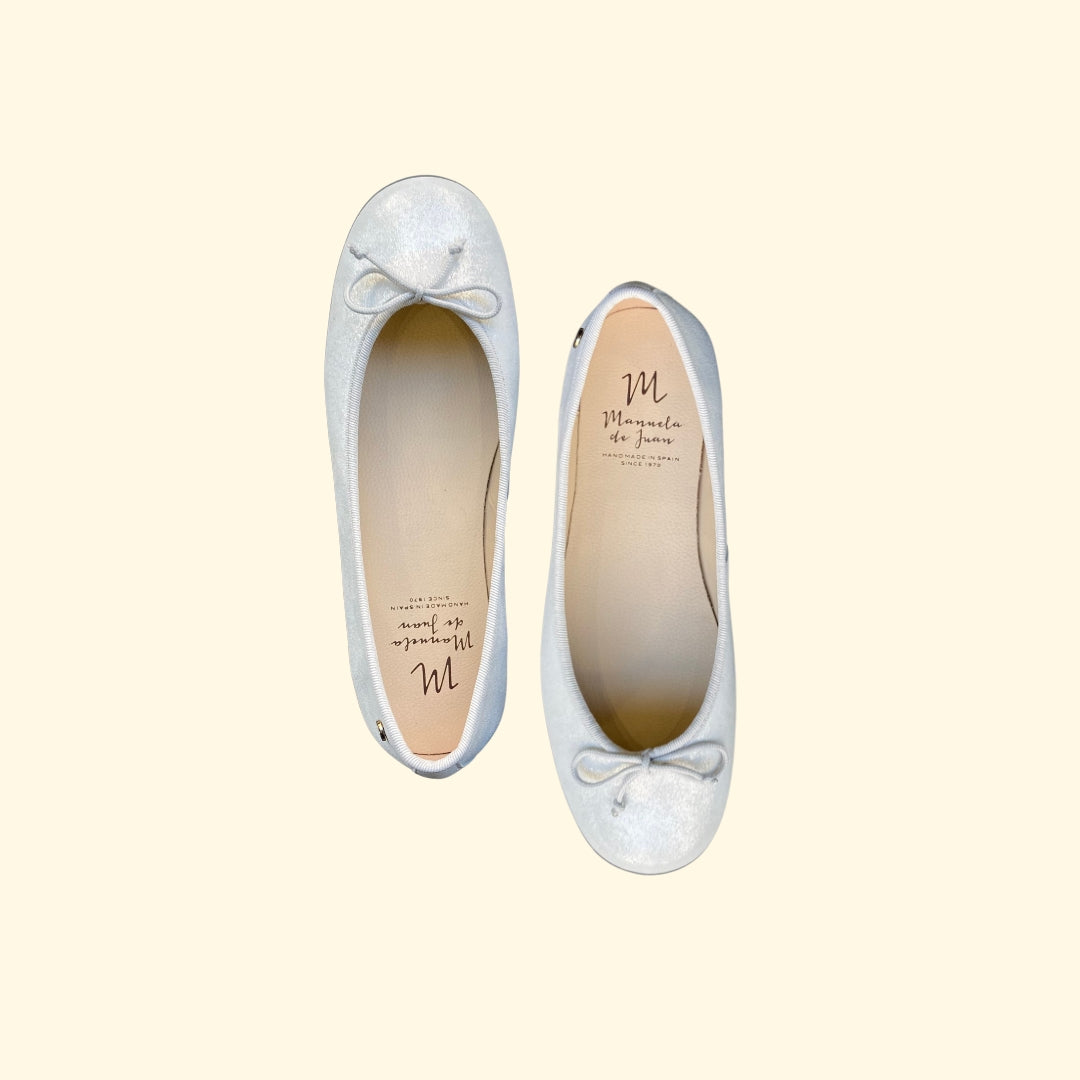 Bailarina o manoletina adaptable plateada - Lyla silver puntini