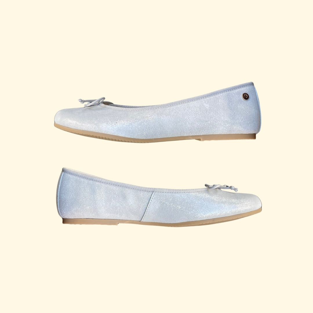 Bailarina o manoletina adaptable plateada - Lyla silver puntini