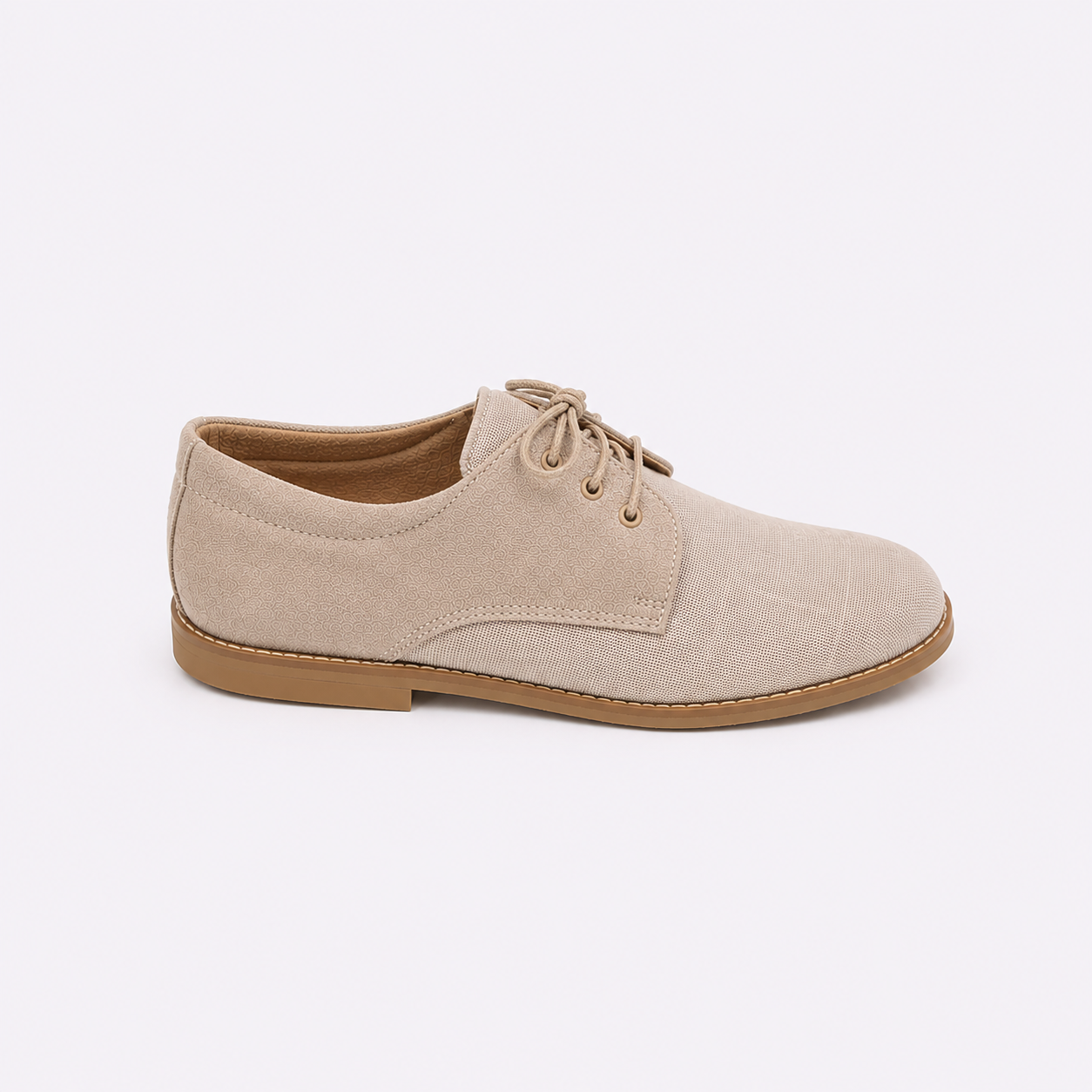 Blucher zapato lino y piel beige